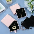 thumbnail image 3 of 3Pcs 3.15 Inch Cardboard Drawer Jewelry Box with 3Pcs Black Velvet Pouches Pink Square Gift Cases for Bracelet Necklace Earring Ring Storage Organizer, 3 of 8