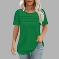 thumbnail image 6 of qucoqpe Womens Pleated T-Shirts Blouse Summer Casual Loose Tops Crew Neck Short Sleeve Shirts Solid Color Tees, 6 of 6