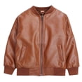 thumbnail image 2 of Cethrio Boys Leather Jackets, Waterproof Zip up Long Sleeve PU Fashion Jackets Brown Size 3-4 T, 2 of 7