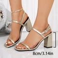 thumbnail image 5 of SACFOF Women's Strappy Sandals, Block High Heel, Ankle Buckle Zip Closure, Dress Party Heels, 5 of 6