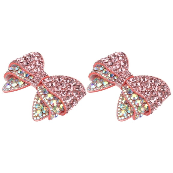 HAMPPLIES 1 Pair Shoe Ornaments Pink Rhinestone Bowknot Shaped Shoes Adornment for Women