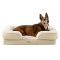 thumbnail image 2 of TOWN & COUNTRY EVERYDAY CuddleTown Comfy Solid Bolster Sofa Pet Bed, Supportive & Calming Egg Crate Foam, Water Repellent, Non-Slip Bottom, Machine Washable Cover, Beige, Large 35"x25"x8", 2 of 7