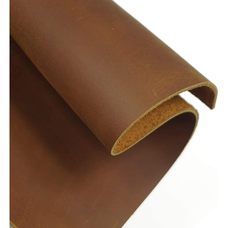 Oil Wax Hide Tooling Leather Pre-Cut Genuine Cow Leather Hide Skin / 5-6OZ  Brown