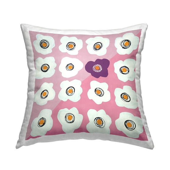 Stupell Industries White Flower Collage Purple Pop over Triangles Contemporary Pink,18 x 7 x 18 Decorative Pillows