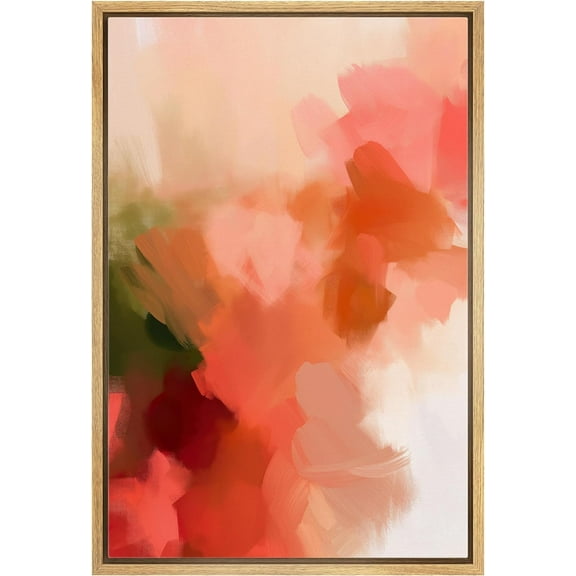 IDEA4WALL Framed Canvas Print Brown & White Black Pastel Collage Abstract Shape Wall Art Modern Artwork Decor Bohemian Colorful Relax/Zen for Living Room, Bedroom - Natural 16"x24"