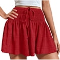 thumbnail image 1 of Besolor Shorts for Women Smocked High Waisted Drawstring Wide Leg Shorts Ruffle Flowy Dressy Summer Shorts, 1 of 6
