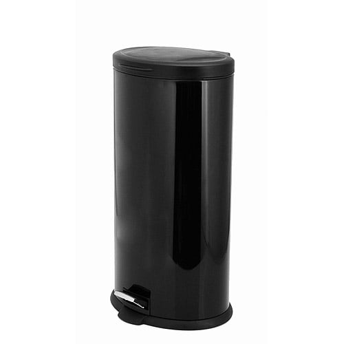 Mainstays 30Liter Oval Step Trash Can, Black