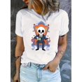 thumbnail image 1 of Women's Trendy Skull Print T-Shirt - Casual Crew Neck, Short Sleeve, Stretchy Polyester Blend, Machine Washable, Summer Fashion Tee with Geometric Design, Non-See-Through Fabric, 1 of 5
