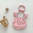 thumbnail image 5 of LYMAYTER‌ 3-24M‌‌‌ ‌‌Infant Baby Girl Romper Checkerboard Embroidery Ruffle Strap Romper Jumpsuit, 5 of 8