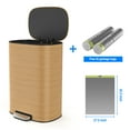thumbnail image 5 of Kitchen Trash Can, Smudge Resistant Rectangular Trash With Soft-Close Foot Pedal, Brushed Stainless Steel Ellipse Bustbin (Wood), 5 of 9