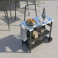 thumbnail image 5 of Topcobe 3 Tiers Foldable Outdoor Cart on 2 Wheels with Phone Holder, Cooking Space for Backyard, Patio and Parties-Black, 5 of 10