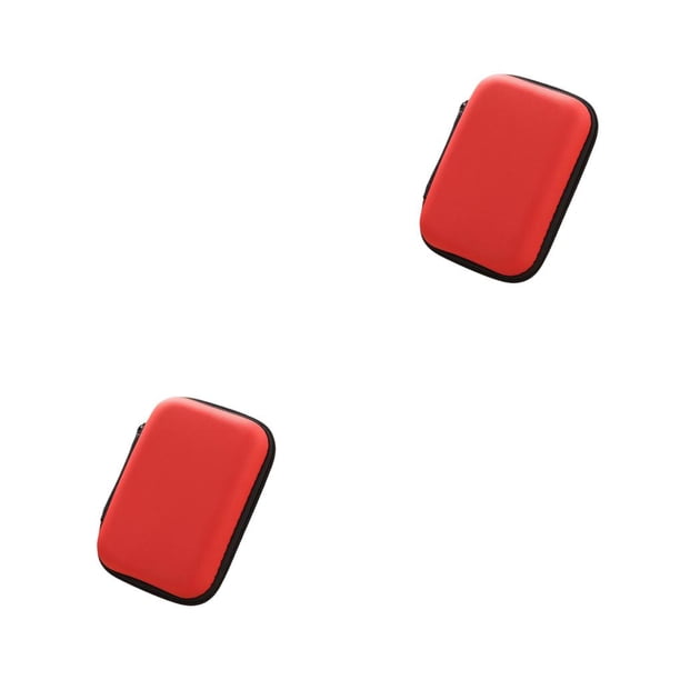 sweethay Cable de carga Bolsa de almacenamiento Banco de energía Bolsas para auriculares Estuche organizador con cremallera Hogar Rojo 2piezas
