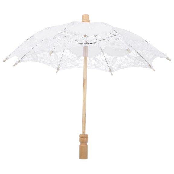 White Cotton Lace Umbrella for Weddings, Decorative Base, Style Bride Accessories and Elegant Outfit Complement