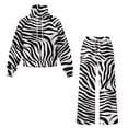 thumbnail image 4 of Xoenoiee Zebra Stripe Print 2 Piece Lounge Sweat Sets Plus Size Fall Fashion Matching Sweatsuits Wide Leg Pants Travel Outfit Winter Clothes, S, 4 of 7