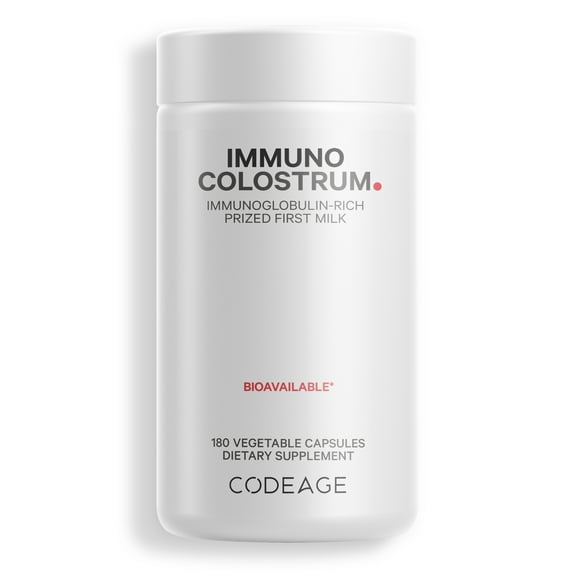 Codeage Colostrum Supplement, Immunoglobulin-Rich Grass-Fed Colostrum First Milking Capsules, 180 ct