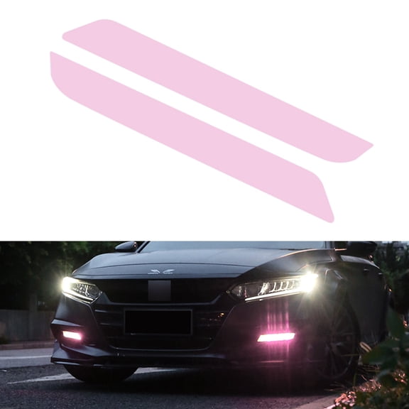 Xotic Tech Self Adhesive Front Fog Light DRL Tint Vinyl Film, Precut Fog Lamp Light Transmission Stickers Overlay Decal Exterior Decoration Compatible with Honda Accord 10th 2018 2019 2020 (Pink)