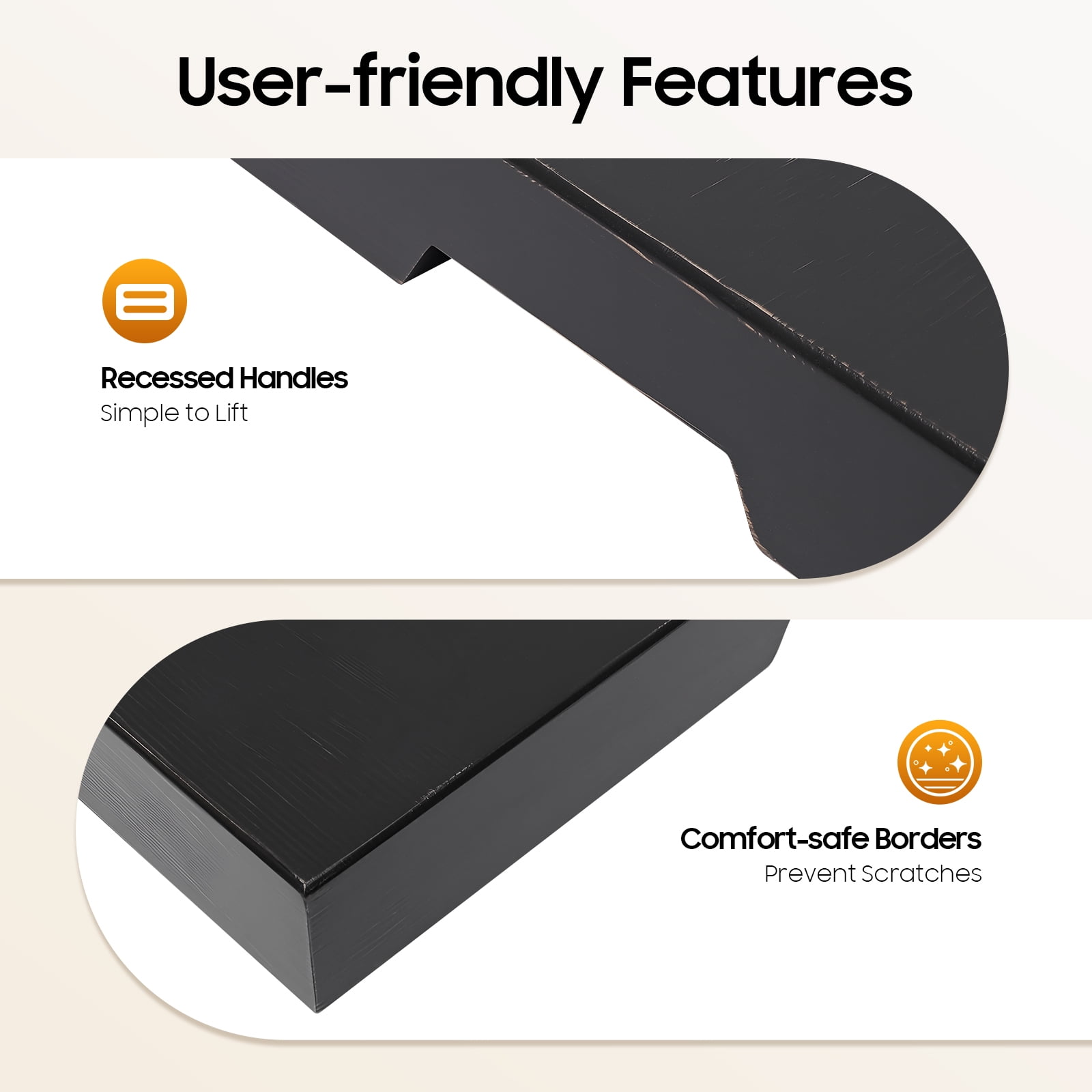 Peakora Wood Stove Top Cover Multifunctional Noodle Board Stove Covers with Built-In Handles Durable Extra Thick Pine Wood Handmade Cookware 29.5*22*2.5in Ebony Color