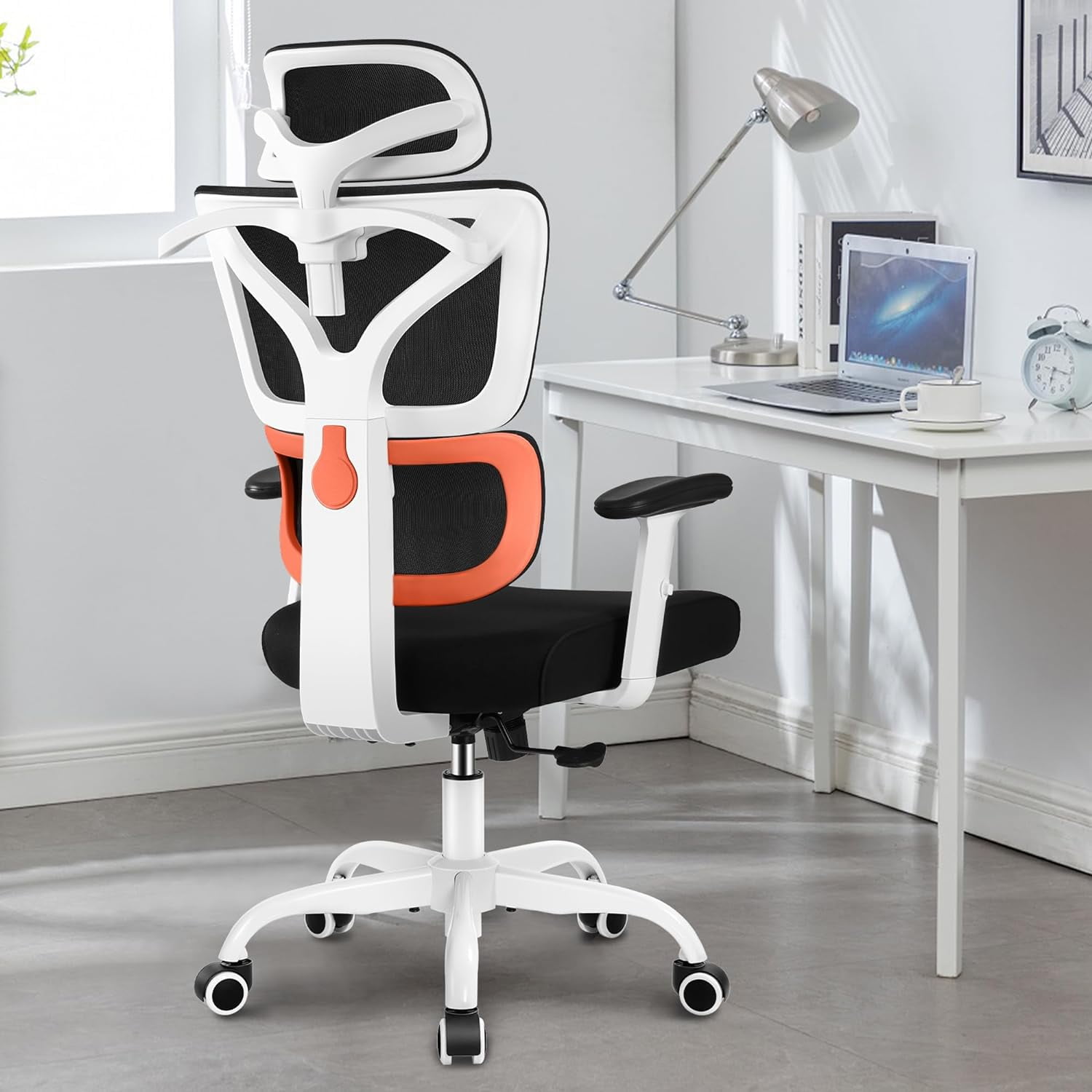 Office Chair, Ergonomic Desk Chair with Adjustable Height and Lumbar Support Swivel Desk Computer Chair with Flip up Armrests for Conference Room, Drak Gray