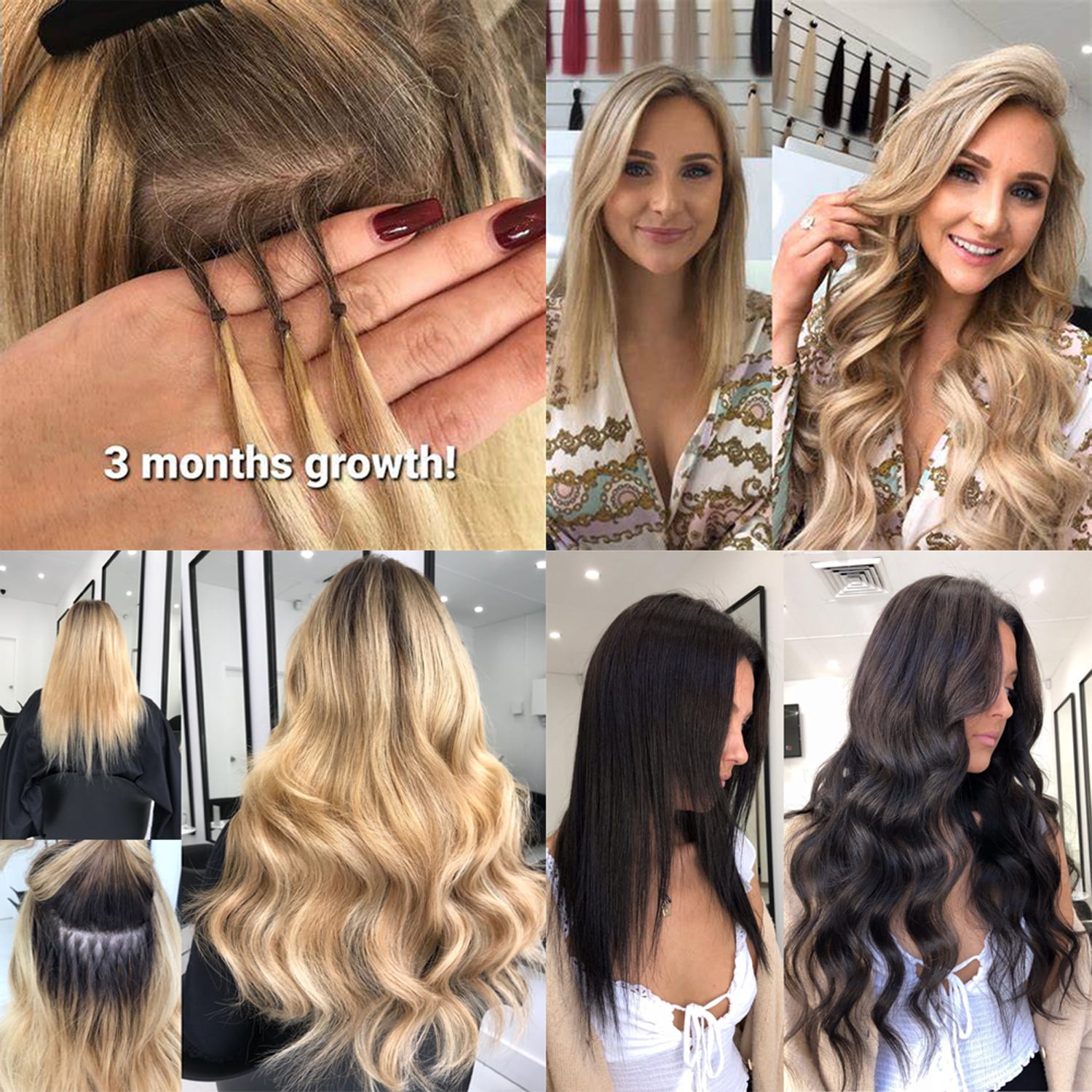Benehair Human Hair Extensions 1g Nano Ring I Tip Remy Hair Loop in Microlink Full Head Women Seamless Brown 50g