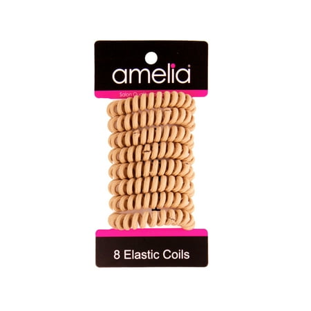 Amelia Beauty 8 Small Fabric Wrapped Elastic Hair Coils 1.75in Diameter Spiral Hair Ties Gentle on Hair Strong Hold and Minimizes Dents and Creases Tan