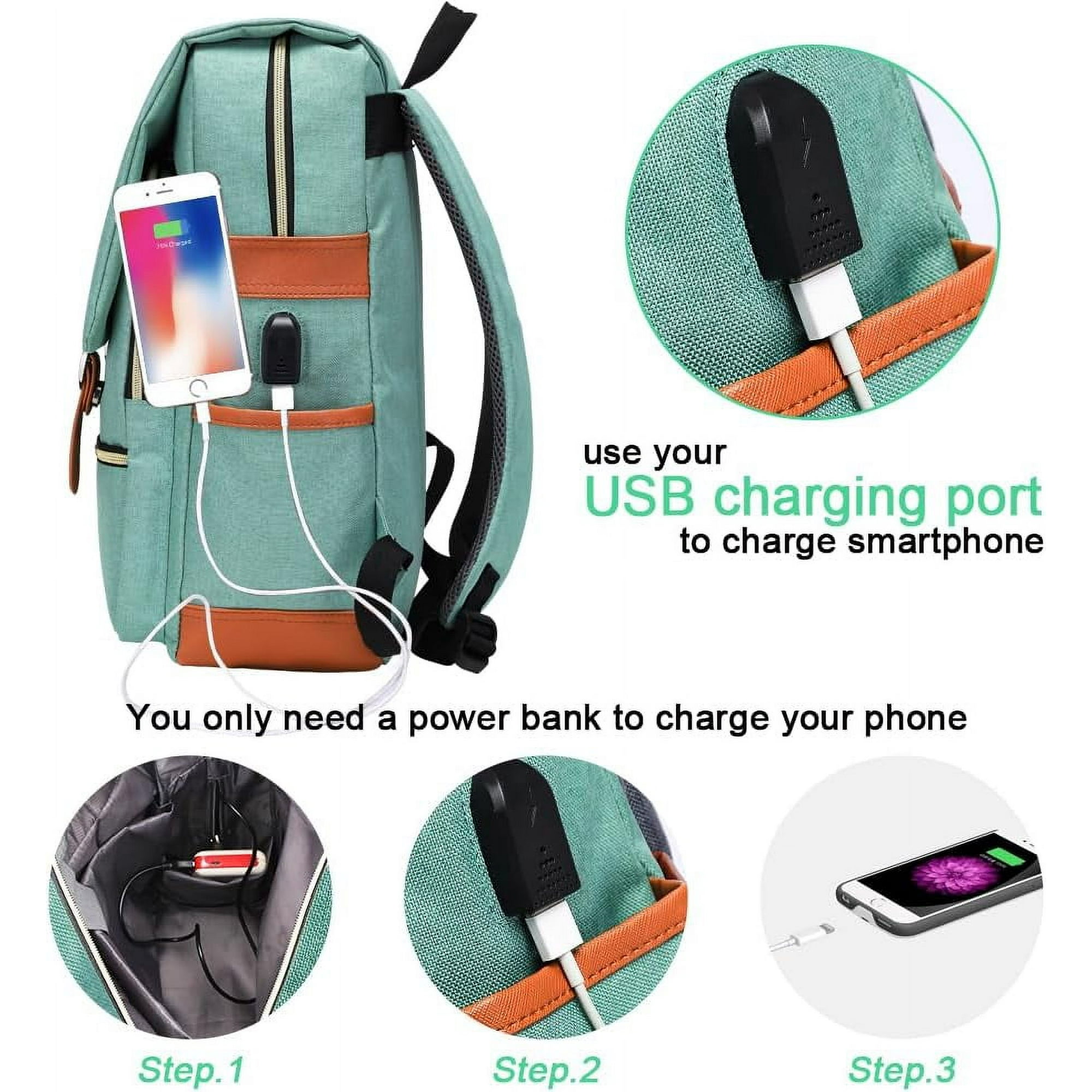 Vintage Laptop Backpack for Women Men Travel Backpacks with USB Charging Port Fashion Backpack Fits 15.6Inch Notebook Walmart