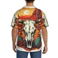 thumbnail image 3 of Sikiie Western Desert Cactus Ram Skull Men's Wrinkle Free Untucked Cuban Shirt Business Casual Button Down Shirts Short Sleeve Shirt3X-Large, 3 of 5