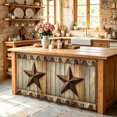 thumbnail image 6 of Rustic Brown Red Star Cabinet Curtains for Kitchen 28"W x 51"L, Barn Farmhouse Vintage Wood Striped Under Sink Skirt Magic Tape Short Curtain Decorative Privacy Panel for Pantry Cabinet Opening, 6 of 9
