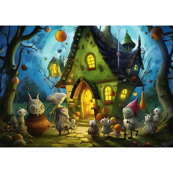 Puzzles for Adults 500 Pieces Jigsaw Puzzles Happy Halloween Formation Wooden Wall Art Pictures for Living Room Props Toys Gift