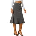thumbnail image 4 of INSPIRE CHIC Women's Skirts Fishtail Bodycon High Waist Midi Jean Denim Skirt S Black Gray, 4 of 6