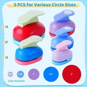Circle Punch Set, 5Pcs Paper Hole Punches 3/8, 5/8, 1, 1.5, 2, Scrapbooking Spring-Action Lever Paper Punch Shapes for Paper Craft Card Making DIY Arts