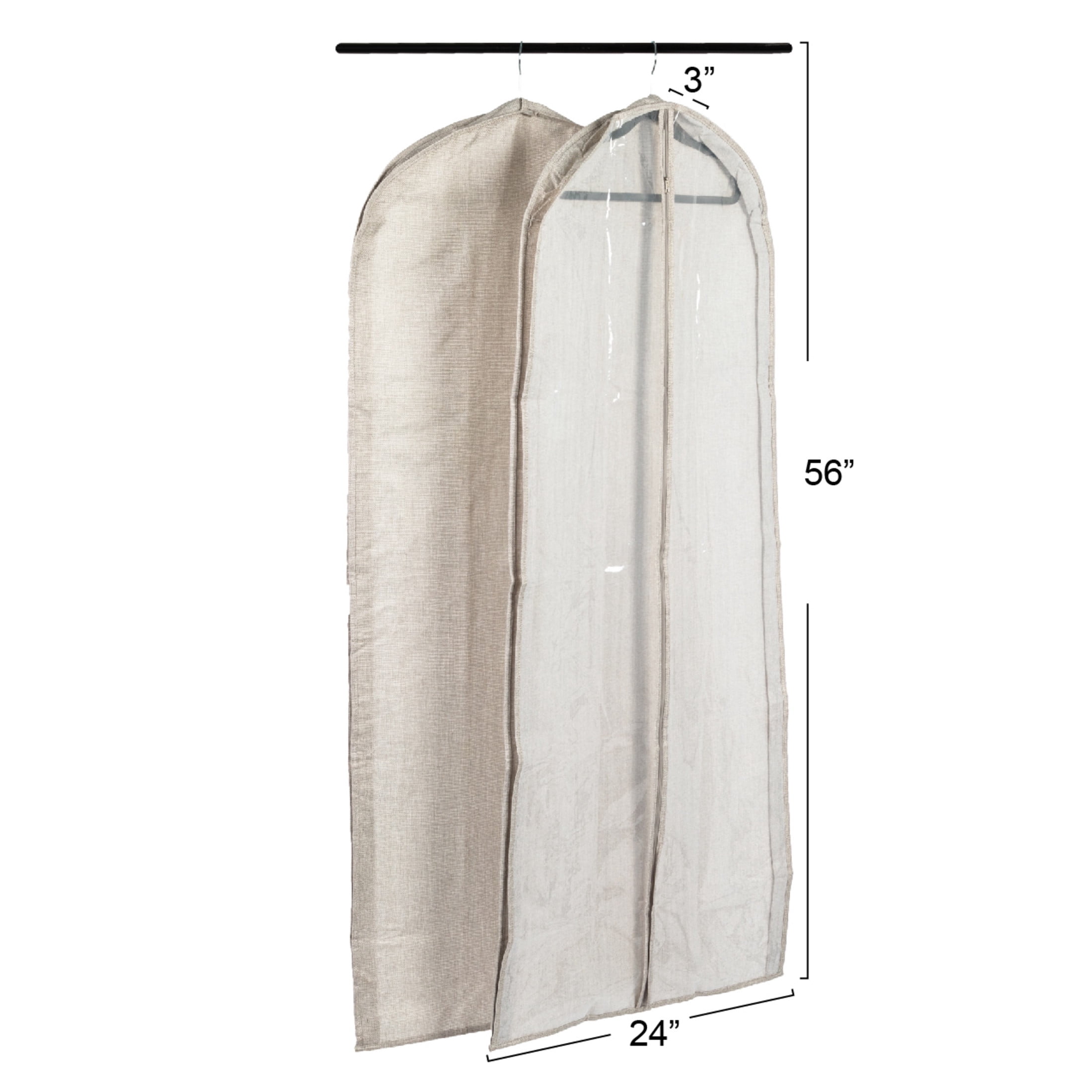 Household Essentials Hanging Zippered Garment Storage Bag with Clear Vision Front, Set of 2, Silver