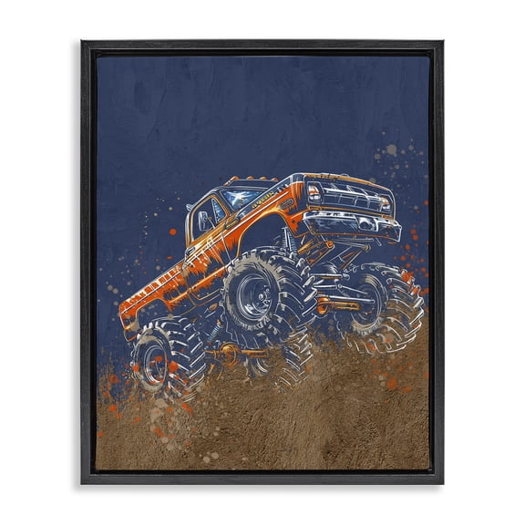 My Jam Monster Truck Black Framed Floater Canvas Wall Art, design by Kim Allen