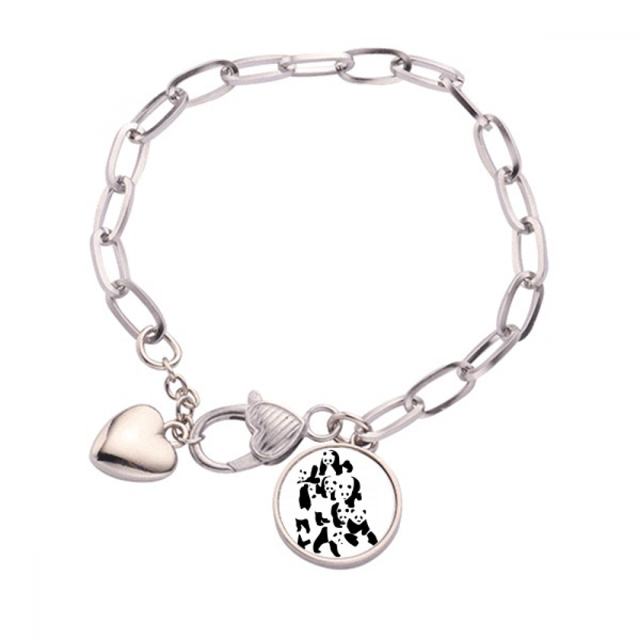 Panda Mountain Pulsera de cadena de corazón joyería encanto moda