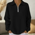 thumbnail image 2 of Women's Knit Top 1/4 Zip Pullover Textured Sweatshirt Long Sleeve Loose Fit Casual Tunic Tops, 2 of 7