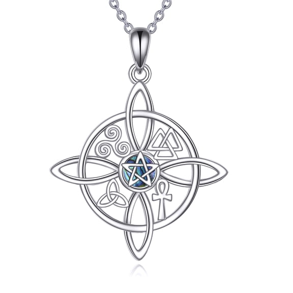 Witches Knot Necklace for Women 925 Sterling Silver Witches Knot Pendant Necklace Celtic Knot Jewelry Christmas Birthday Gifts