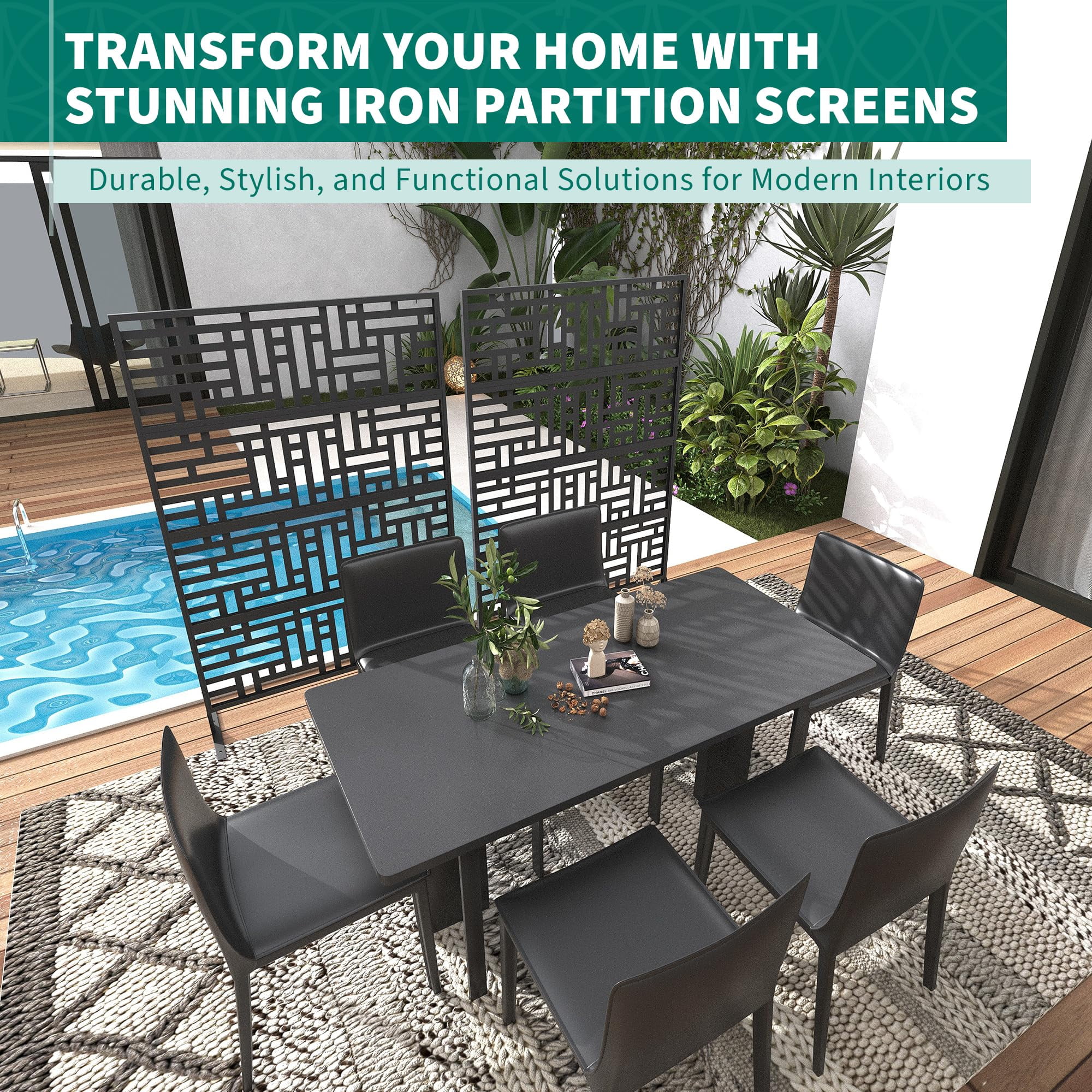 WildBreak 70.9"x46" Metal Privacy Screen - Freestanding Rustproof Outdoor Panel for Patio & Lawn