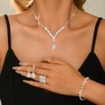 thumbnail image 2 of AEXTO Elegant Crystal Necklace Earrings Bracelets Set Silver Bridal Wedding Jewelry Sets Bride Bridesmaids Prom Formal Costume Accessories for Women, 2 of 7