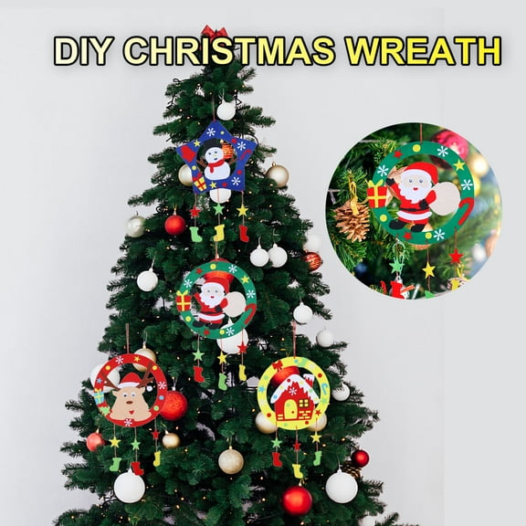 Gcvizuso Christmas Wreath, Christmas Wreaths for Front Door, Christmas non-woven garland ornaments children's educational diy