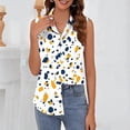 thumbnail image 4 of Blouse for Women Lapel V Neck Sleeveless Fashion Loose Fit Abstract Polka Dot Print Lightweight Summer Casual Button Down Top, 4 of 6
