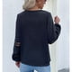 thumbnail image 3 of Blusa Manga Larga Costuras De Encaje Cuello En V Color Puro Tops Casuales De Moda para Mujer, 3 of 7