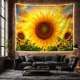 thumbnail image 6 of Large Sunflower with Golden Petals in Amber Rays, Serene Rustic Wall Art for Nature Lovers, Botanical Bloom Decor Housewarming Gift, Tapestry Wall Hanging for Living Room and Bedroom, 6 of 7