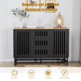 thumbnail image 4 of Trilenars Mid Century Modern Sideboard Buffet Cabinet With Storage, Wooden Dresser TV Stand With Grille-Striped Doors, Bedroom Furniture Storage Organizer, 4 of 9