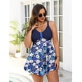 thumbnail image 2 of a.Jesdani Women Plus Size Swimsuit Two Piece Tummy Control Bathing Suits Flowy Tankini Swimwear with Drawstring Boys Shorts Swim Dress Blue 2X, 2 of 12