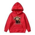 thumbnail image 2 of HUAXUN-Kids Cow Pullover Hoodie Graphic Print Sweatshirt with Pocket for Boys Girls Outdoor Play Casual Wear(Red1,4-5Years), 2 of 7