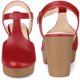 thumbnail image 2 of Plataforma T-Strap Clog Shoes Chunky Heels Sandalias para mujer Rojo 36, 2 of 5