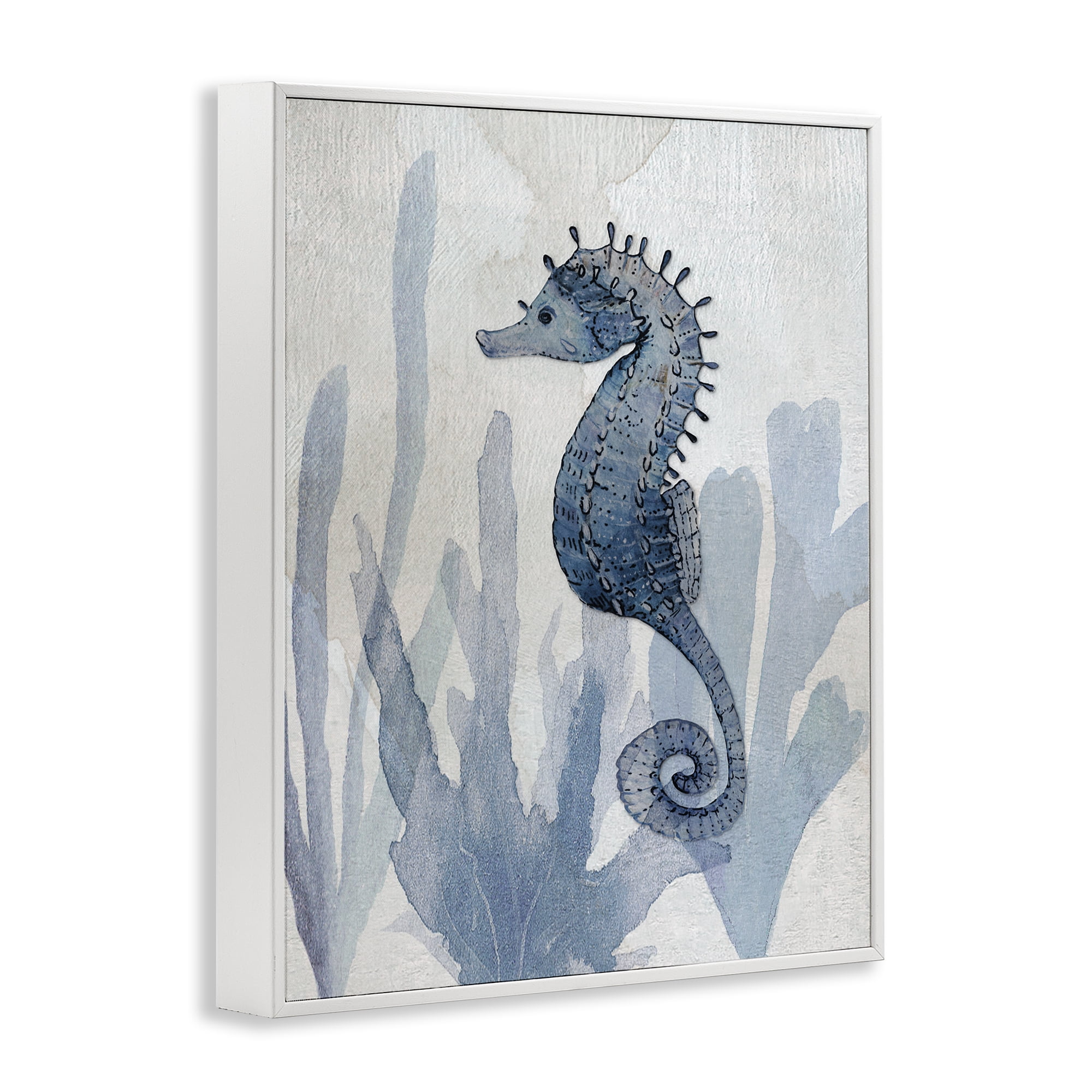 Stupell Industries Organic Seaweed & Seahorse White Framed Giclee Art, design by Susan Jill