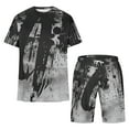 thumbnail image 3 of BiZtdJrK 2 Piece Sets for Men Big and Tall Shirts Matching Drawstring Shorts with Pockets Tracksuits Graffiti Print Casual Summer Jogger Outfits Sales of the Day Black XXL, 3 of 5