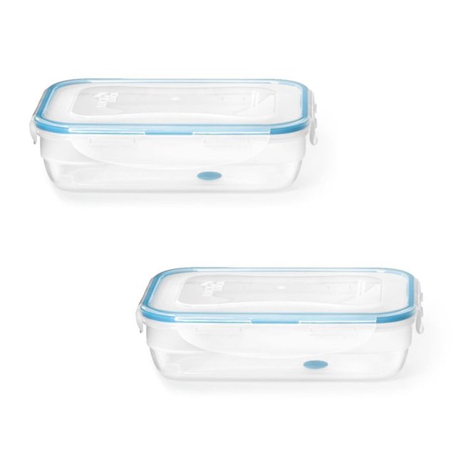 LocknLock - Set of 2 EasyMatch Plastic Containers, Airtight and Leakproof, 850mL Capacity, Blue