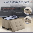 thumbnail image 3 of Ornavo Home Storage Ottoman Small Rectangle Ottoman with Legs, Foot Rest Stool Seat, Load up to 600 LB, for Living Room, Bedroom, Home Office, Dorm - 12 x 16 x 12, Tan, 3 of 7
