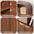 thumbnail image 5 of Weselon 70.86" Tall Arched Bookshelf with Fluted Doors, Modern Wooden Bookcase Cabinet, 5-Tier Walnut Display Shelf for Living Room Home Office, 5 of 12